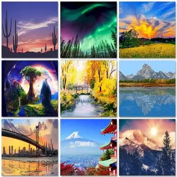 5D алмазная живопись полная круглая алмазная мозаика Алмазная вышивка пейзажи DIY горный хрусталь картины домашний декор Full Round 20x30CM