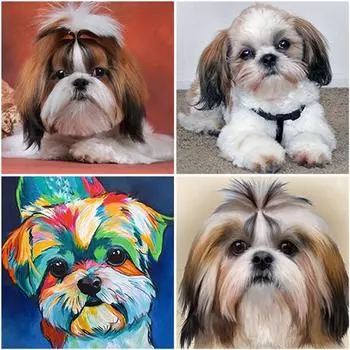 5D алмазная живопись, полная круглая смола, собаки, алмазная вышивка крестиком, мозаика, животные, стразы, фотографии, украшение дома Full Round 20x20CM