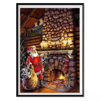 5D алмазная живопись, полный алмаз, полный алмаз, Санта-Клаус, круглая Алмазная вышивка, мозаика, украшение для дома, сделай сам, ручная работа 30X40cm