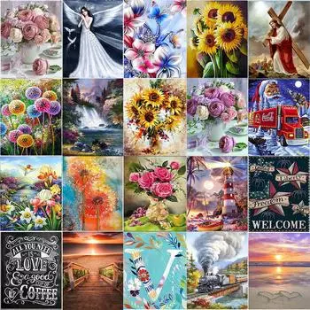 5D алмазная живопись, полный алмаз, растение, цветок, круглая Алмазная мозаика, украшение для дома, сделай сам, ручная работа, Алмазная инкрустация 30X40cm