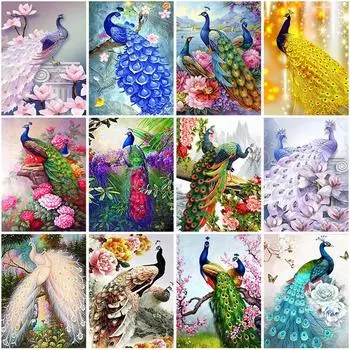 5D алмазная живопись полный круглый дрель Diy Павлин Алмазная вышивка крестиком горный хрусталь птица Алмазная мозаика домашний декор Full Round 20x30CM