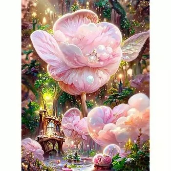 5d алмазная живопись полный круглый розовый цветок вышивка мозаика рукоделие ручной работы творчество горный хрусталь картина Настенный декор 30x40 см/12x16 дюймов 30x40cm NO Frame