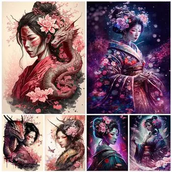 5D алмазная живопись японская гейша полная алмазная вышивка новые портреты наборы для вышивки крестом горный хрусталь художественные фотографии домашний декор