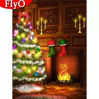 5D алмазная живопись Рождественская елка носки рукоделие Алмазная вышивка пейзаж картина со стразами украшение дома Full Round (20X30CM)