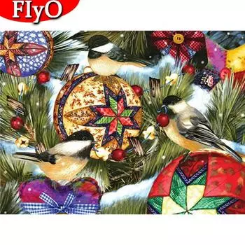5D алмазная картина Рождественская птица Полная квадратная алмазная вышивка Зимнее животное Стразы Картина Домашний декор Full Round (20X30CM)