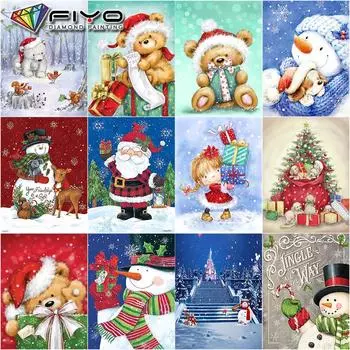 5d алмазная живопись Рождественский медведь шляпа ремесленная полная квадратная Алмазная вышивка крестиком мозаика с изображением животных Рождественская настенная живопись Full Round 20X30CM