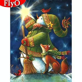 5D Алмазная живопись Рождественский снеговик Полный дрель площади Алмазная вышивка Мультфильм Мозаика ручной подарок Full Round (20X30CM)