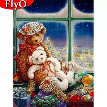 5D алмазная живопись Рождество полная дрель квадратная алмазная вышивка медведь мозаика вышивка крестом животное ручной работы подарок настенное искусство Full Round (20X30CM)