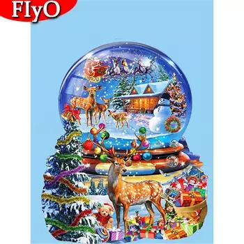 5D алмазная живопись Рождество полная квадратная дрель ремесленная продажа Алмазная вышивка олень мозаика животное украшение дома Full Round (20X30CM)