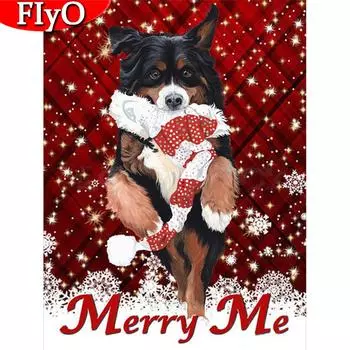 5D алмазная картина рождество полная дрель круглая алмазная вышивка собака животное декор для дома новогодний подарок Full Round (20X30CM)