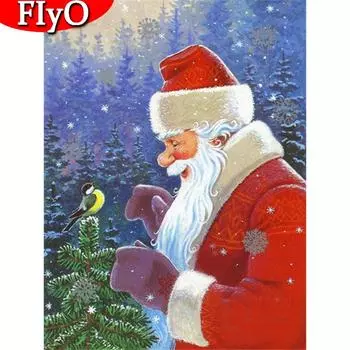 5D алмазная живопись Рождество Санта-Клаус Алмазная вышивка крестиком Птица Мозаика Зимняя ручная работа украшение дома Full Round (20X30CM)
