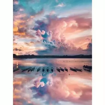 5D алмазная живопись розовое небо стразы полная круглая вышивка пейзажная мозаика украшение дома 30x40 см/12x16 дюймов 30x40cm NO Frame