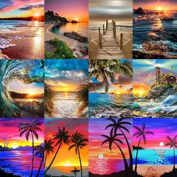 5D алмазная живопись ручной работы полный алмаз Diy пейзаж вид на море Алмазная вышивка мозаика украшение дома Рождественский подарок 30x40cm