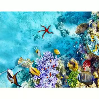 5D алмазная живопись рыба животное полная круглая вышивка Приморская картина из горного хрусталя мозаика домашний декор 30x40 см/12x16 дюймов 30x40cm NO Frame