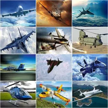 5D алмазная живопись самолет пейзаж для взрослых детей полная круглая алмазная вышивка мозаика украшение дома Full Round 20x30CM