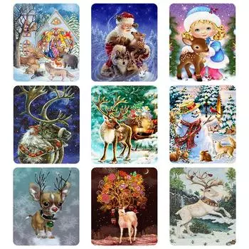 5D алмазная живопись Санта-Клаус, полная алмазная мозаика, набор для вышивки крестом, рождественские предметы домашнего обихода с животными, рождественские подарки 20x30cm
