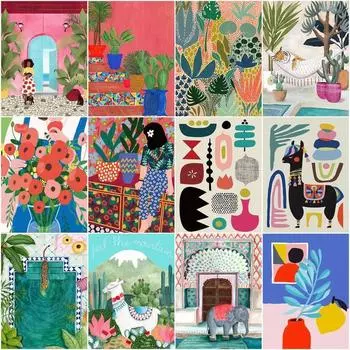 5D алмазная живопись «сделай сам», абстрактное садовое растение, настенное искусство, алмазная вышивка, растение, цветок, набор для вышивки крестиком, мозаика, украшение для дома Full Round 20x30CM