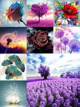 5D алмазная живопись «сделай сам» цветок полный алмаз ручной работы круглый алмаз вышивка мозаичный узор украшение для дома, гостиной, подарок 30x30cm