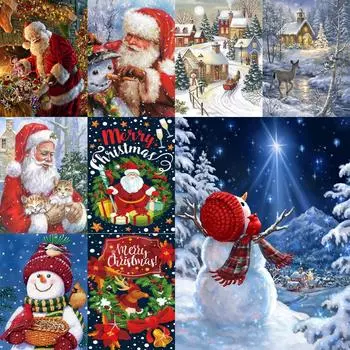 5D алмазная живопись «сделай сам», Рождественский пейзаж, полный алмазов, ручная работа, алмазная вышивка, мозаика, украшение для дома, спальни, подарок 30X40cm