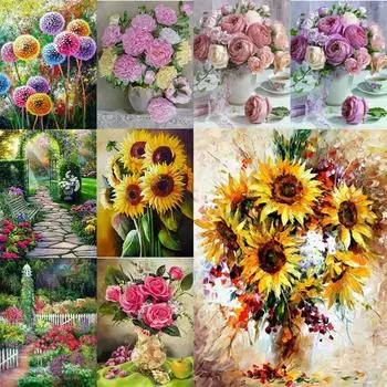 5D алмазная живопись «сделай сам», серия растений, полный бриллиант, ручная работа, алмазная вышивка, мозаика, украшение для дома, гостиной, подарок 30x40cm