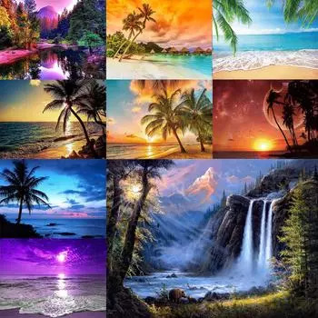 5D алмазная живопись «сделай сам», серия с видом на море, полный бриллиант, ручная работа, алмазная вышивка, мозаика, украшение для дома, спальни, подарок 40X30cm