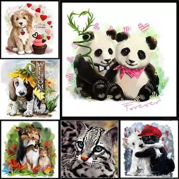 5D алмазная живопись «сделай сам», серия животных, ручная работа, полная Алмазная вышивка со стразами, мозаика, групповая коробка, украшение дома, подарок Full Round 20x20CM