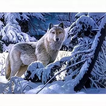 5D алмазная живопись Снежный волк вышивка крестиком Алмазная вышивка животное картина из стразов мозаичное украшение для дома 30x40 см/12x16 дюймов 30x40cm NO Frame