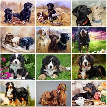 5D алмазная живопись со стразами DIY полная квадратная круглая дрель собака Алмазная вышивка животное вышивка крестиком мозаика домашний декор художественный подарок Full Round 15x20CM