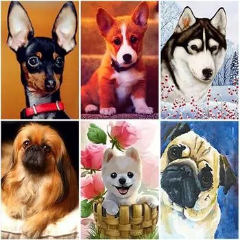 5D алмазная живопись собака полная круглая алмазная вышивка животные изображение горный хрусталь вышивка крестиком Алмазная мозаика ручная работа Full Round 20x30CM