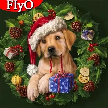 5D алмазная живопись собака полная квадратная дрель вышивка крестом Новое поступление Алмазная вышивка животное мозаика Рождественское украшение Full Round 30x30CM