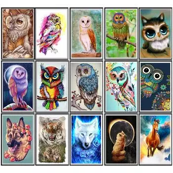 5D алмазная живопись Сова Алмазная мозаика вышивка Diy вышивка крестиком горный хрусталь Алмазная вышивка фотографии животных украшение дома 20X30cm