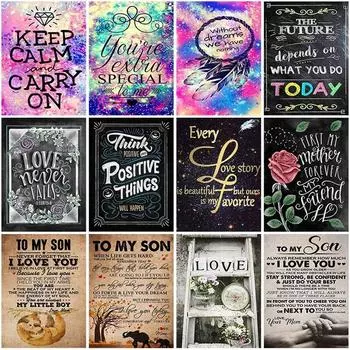 5D алмазная живопись «Текст Live Laugh Love», полная круглая дрель, картина с алмазной вышивкой, наборы мозаики, домашний декор, подарок Full Round 15x20CM