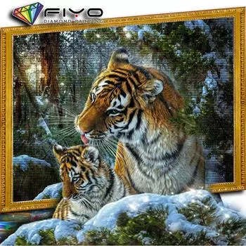 5d алмазная живопись Тигр, полная дрель, квадратная Алмазная мозаика, животное, картина из горного хрусталя, набор для вышивания, декор для дома Full Round 20X30CM