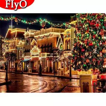 5D алмазная живопись уличная вышивка крестиком Новое поступление Алмазная вышивка Рождественская елка мозаика пейзаж рукоделие искусство Full Round (20X30CM)