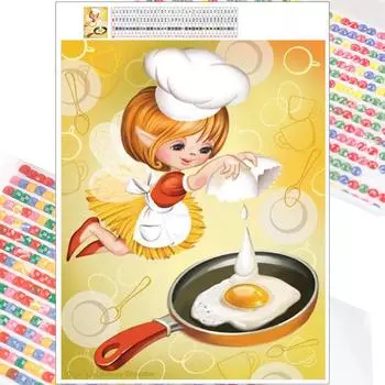 5D алмазная живопись Волшебник жареных яиц, полная круглая дрель, мозаика, алмазная вышивка, мультяшные наборы для вышивки крестом, домашний декор, домашний декор Full Round 20x30cm