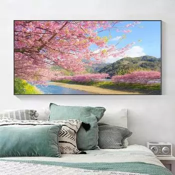 5d алмазная живопись вишневый цвет дерево Пейзаж комплект для вышивки крестом горный пейзаж полная алмазная вышивка настенное искусство домашний декор 30x60CM