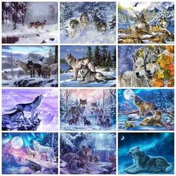 5D алмазная живопись волк квадратный/круглый вышивка крестиком Алмазная вышивка животные наборы картин из бисера ремесленное искусство украшение дома Full Round 20X30CM красный
