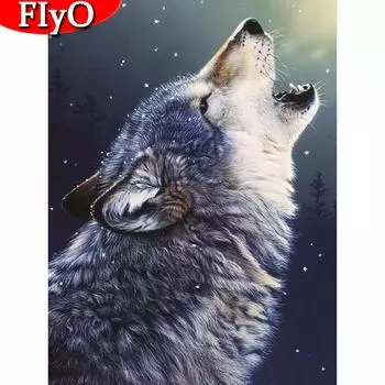5D алмазная живопись волк полный квадратный круглый подарок ручной работы Алмазная вышивка животное мозаика снег рукоделие домашний декор Full Round (20X30CM)