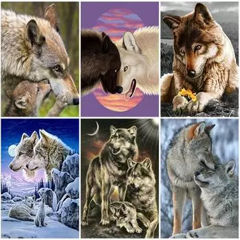5D алмазная живопись волк животное горный хрусталь картина DIY полная алмазная вышивка мозаика ручная работа художественная живопись украшение дома подарок Full Round 20x30CM