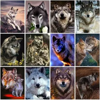 5D алмазная живопись волк животное смола картина DIY полная алмазная вышивка мозаика ручная работа художественная живопись подарок настенное искусство домашний декор Full Round 20x30CM