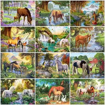 5D алмазная живопись вышивка крестиком лошадь Алмазная мозаика вышивка животные персонализированный подарок ремесла украшение дома Full Round 20x25CM