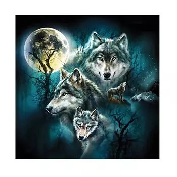 5D алмазная живопись, вышивка крестиком, три волка, Алмазная вышивка, полный комплект, Алмазная мозаика, зимний пейзаж, художник, украшение дома 40X40cm