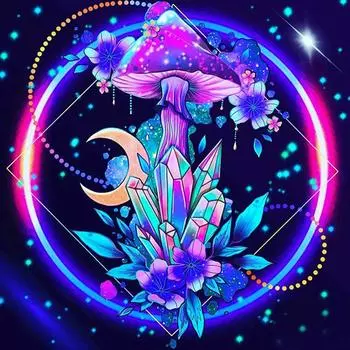 5D алмазная живопись, вышивка, Пейзажная мозаика, гриб, полный комплект, ручной работы и творческий декор, Настенный декор 40x40 см 40x40cm NO Frame