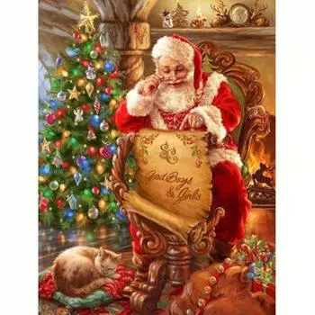 5D алмазная живопись, вышивка Санта-Клаус, полный круглый набор со стразами, сделай сам, Рождественский подарок, домашний декор 30x40 см/12x16 дюймов 30x40cm NO Frame