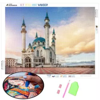 5D алмазная живопись закат ремесла DIY комплект для алмазной вышивки замок пейзаж искусство горный хрусталь мозаика домашний декор Full Round (20X30CM)