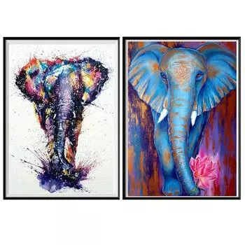5D алмазная живопись животное цвет слон Алмазная вышивка полный горный хрусталь вышивка крестом Крытый настенный декор живопись 30X40cm