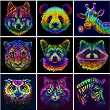 5D алмазная живопись животное кошка Алмазная вышивка волк полная дрель хобби и рукоделие мозаика Тигр вышивка крестиком настенное искусство Full Round 20x20CM