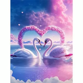 5D алмазная живопись животное Лебедь полная круглая вышивка мозаика картина из горного хрусталя домашний декор 30x40 см/12x16 дюймов 30x40cm NO Frame