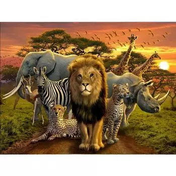 5D алмазная живопись животное полная квадратная/круглая дрель Алмазная вышивка лев мозаика слон DIY домашний декор Full Round 20x30CM