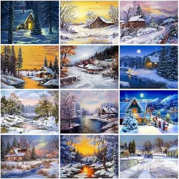 5D алмазная живопись Зимняя Природа вышивка крестиком Мозаика картина из стразов Diy Алмазная вышивка полный набор Декор снежного пейзажа Full Round 20x30CM